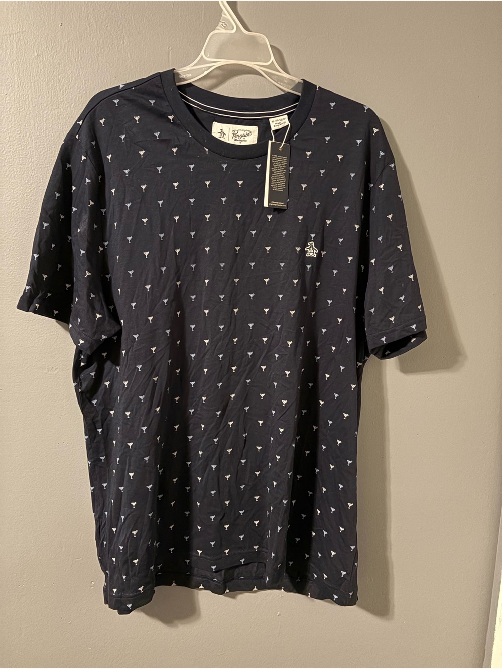 Original Penguin Navy Tee with White Mini Motif